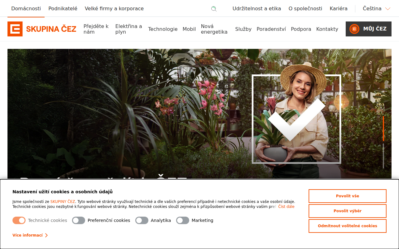 Screenshot webu cez.cz